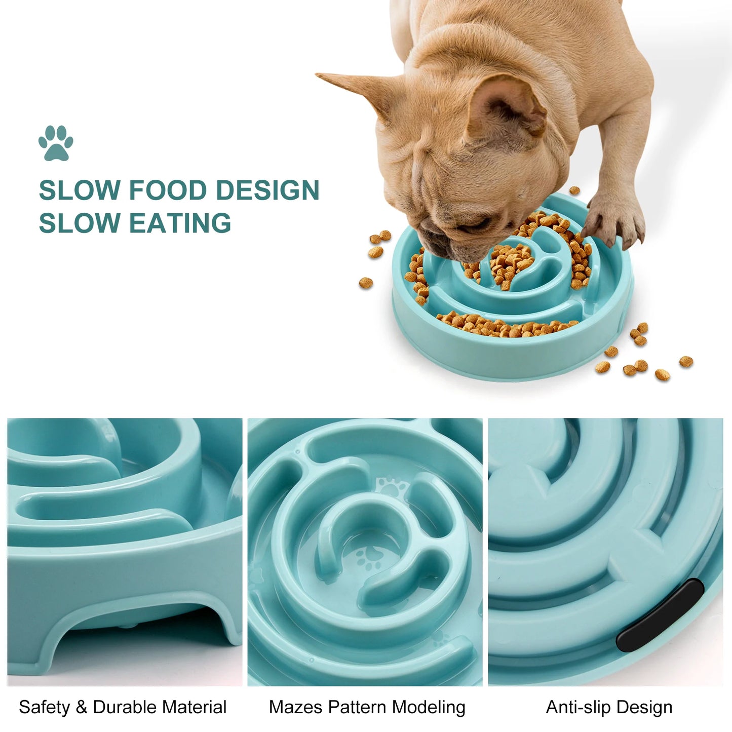 Pet Dog Slow Feeder Bowl Fun Non Slip Anti-Gulping