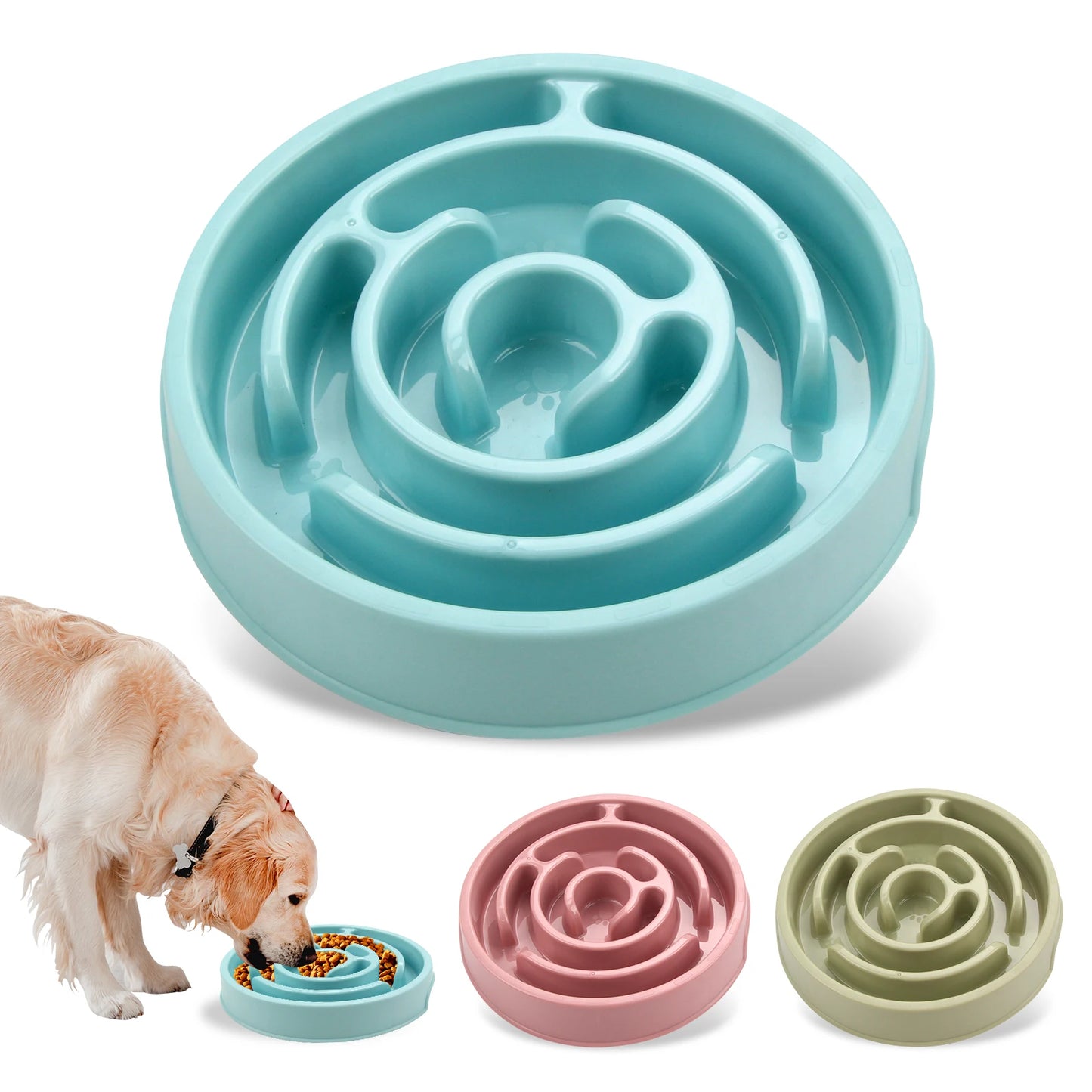 Pet Dog Slow Feeder Bowl Fun Non Slip Anti-Gulping